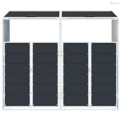 Antracit acél kerekes szemetes tároló dupla tárolókhoz 138 x 79 x 117 cm