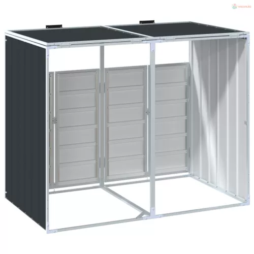 Antracit acél kerekes szemetes tároló dupla tárolókhoz 138 x 79 x 117 cm