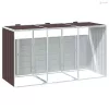 Barna acél kerekes szemetes tároló 3 szemeteskukához 216 x 81 x 115 cm