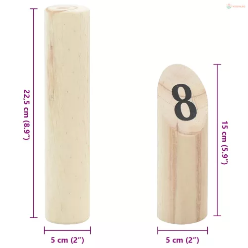 13 darabos tömör fenyőfa Kubb játékszett hordtáskával