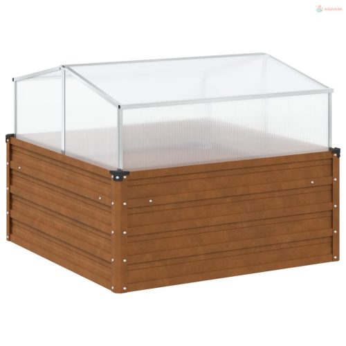 Időjárásálló acél kerti virágtartó zöldházzal