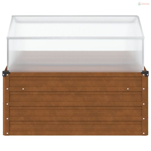 Időjárásálló acél kerti virágtartó zöldházzal