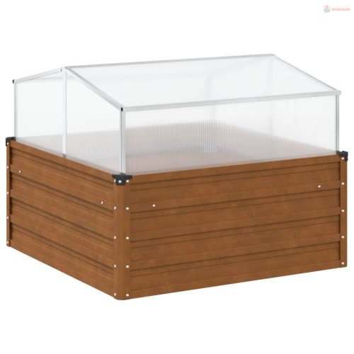 Időjárásálló acél kerti virágtartó zöldházzal