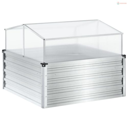 Időjárásálló acél kerti virágtartó zöldházzal