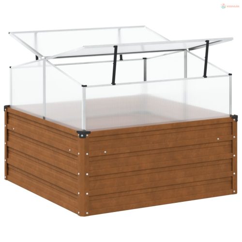 Időjárásálló acél kerti virágtartó zöldházzal