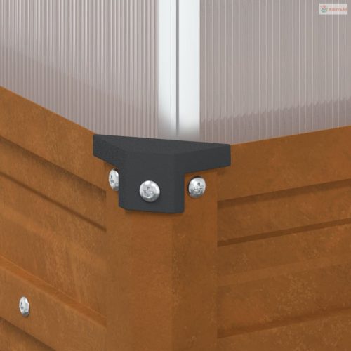 Időjárásálló acél kerti virágtartó zöldházzal