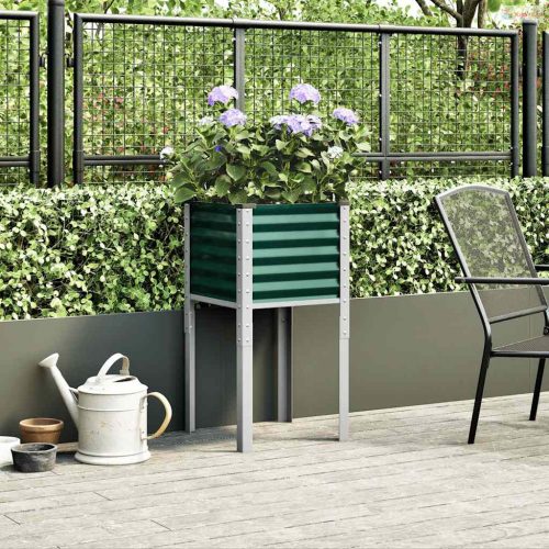 Zöld acél kerti virágláda 45 x 45 x 88 cm