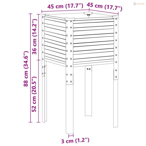 Kerti virágláda 45 x 45 x 88 cm időjárásálló acélból
