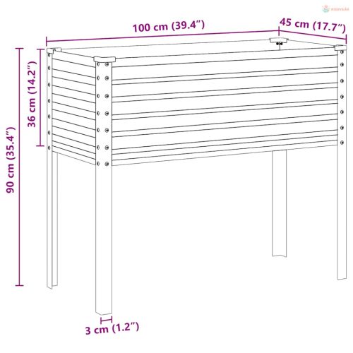 Zöld acél kerti virágláda 100 x 45 x 90 cm