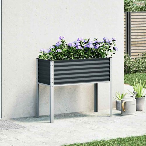 Antracit színű acél kerti virágláda 100 x 45 x 90 cm
