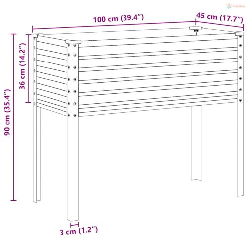 Kerti virágláda 100 x 45 x 90 cm időjárásálló acélból