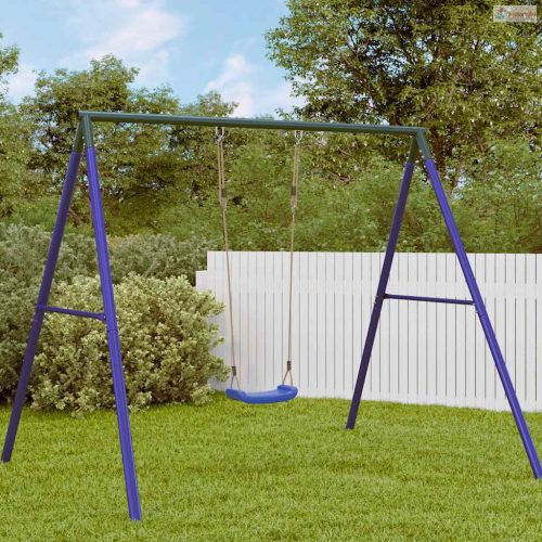 Kék egyszemélyes kültéri hinta gyerekeknek állítható kötéllel