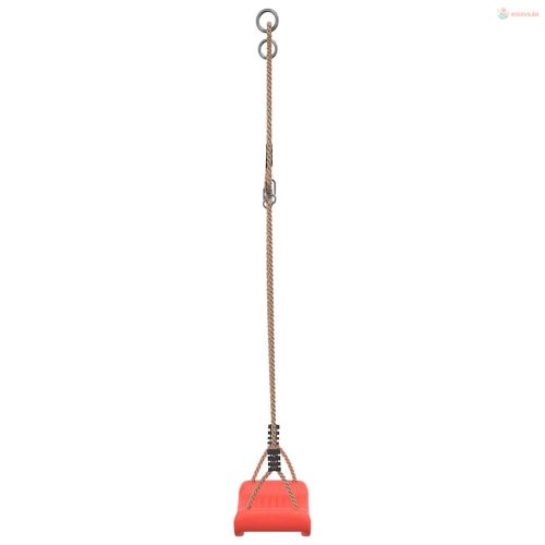 Piros egyszemélyes kültéri hinta gyerekeknek állítható kötéllel