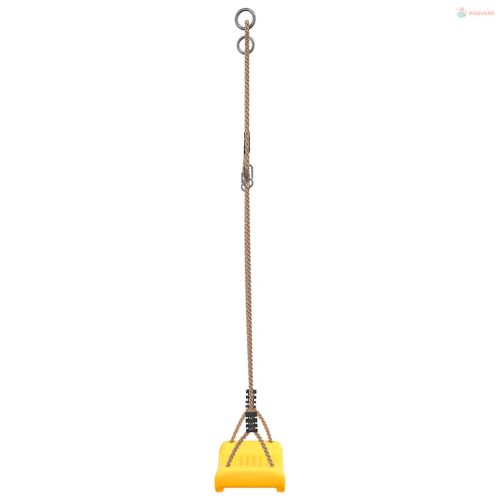 Egyszemélyes sárga kültéri hinta gyerekeknek állítható kötéllel