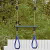 Kék és sötétzöld acél trapéz rúd tornagyűrűkkel gyerekeknek