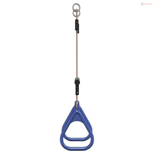 Kék és sötétzöld acél trapéz rúd tornagyűrűkkel gyerekeknek