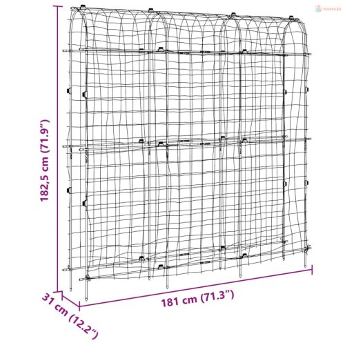 Acél U-alakú kerti rács kúszónövényekhez 181 x 31 x 182,5 cm