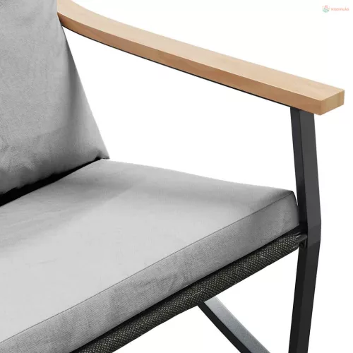 4 részes fekete acél erkélybútor-garnitúra párnákkal