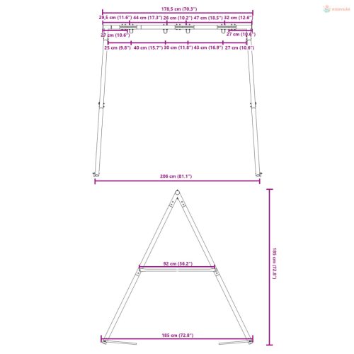 Hintaváz kültéri használatra Szé 206 x Ma 185 cm
