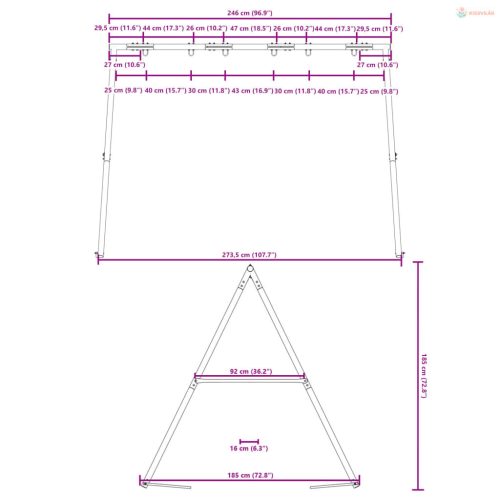 Hintaváz kültéri használatra Szé 273,5 x Ma 185 cm