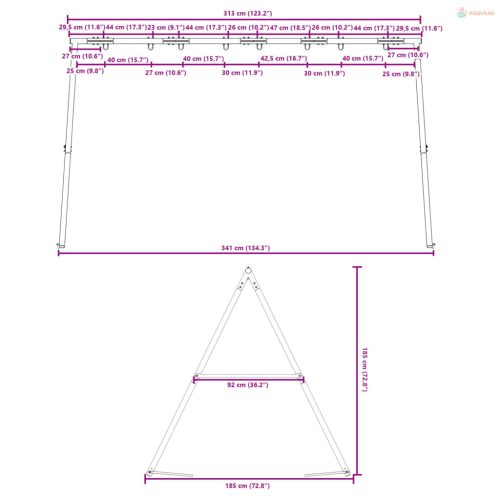 Hintaváz kültéri használatra Szé 341 x Ma 185 cm
