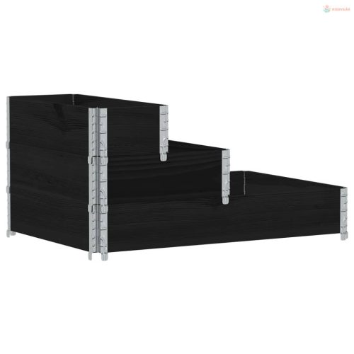 3 szintes fekete tömör fenyőfa magaságyás 120 x 80 cm
