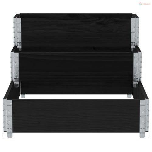 3 szintes fekete tömör fenyőfa magaságyás 120 x 80 cm