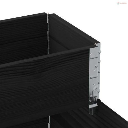 3 szintes fekete tömör fenyőfa magaságyás 120 x 80 cm