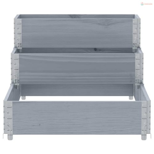 3 szintes szürke tömör fenyőfa magaságyás 120 x 80 cm