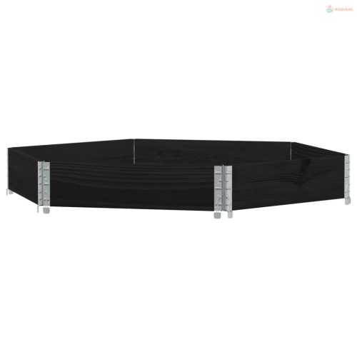 Fekete tömör fenyőfa hatszögű magaságyás 160 x 160 cm