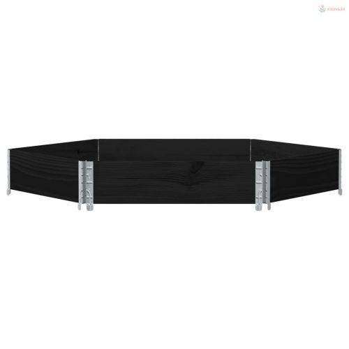 Fekete tömör fenyőfa hatszögű magaságyás 160 x 160 cm