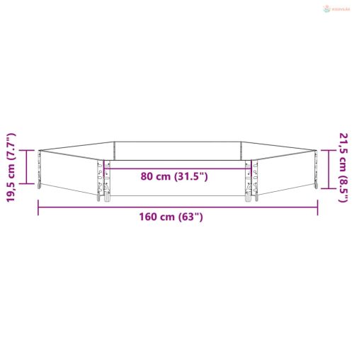 Fekete tömör fenyőfa hatszögű magaságyás 160 x 160 cm