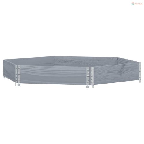 Szürke tömör fenyőfa hatszögű magaságyás 160 x 160 cm