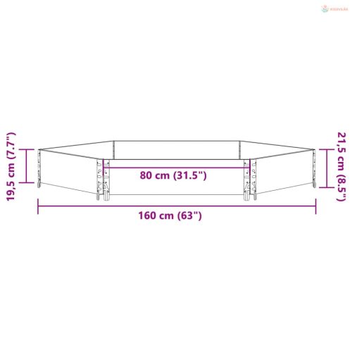 Szürke tömör fenyőfa hatszögű magaságyás 160 x 160 cm