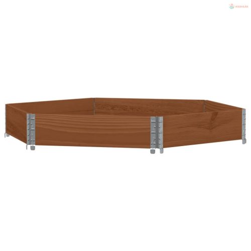 Barna tömör fenyőfa hatszögű magaságyás 160 x 160 cm