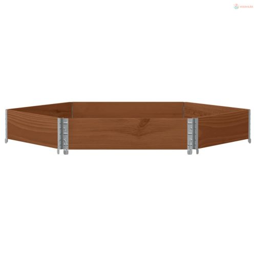 Barna tömör fenyőfa hatszögű magaságyás 160 x 160 cm