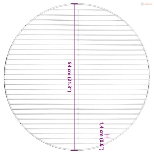 Kerek 304 rozsdamentes acél BBQ grillrács Ø54 cm