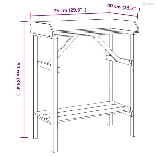 Ültetőasztal Természetes 75 x 40 x 90 cm Masszív fenyő fa