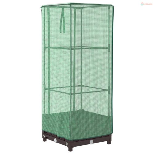 Rattan megjelenésű magaságyás melegháztakaróval 40x40x123 cm