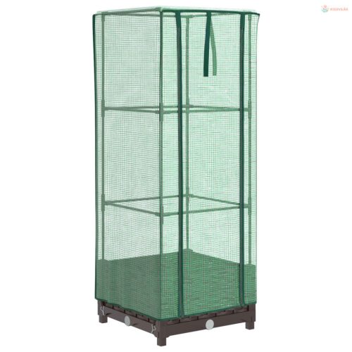 Rattan megjelenésű magaságyás melegháztakaróval 40x40x123 cm