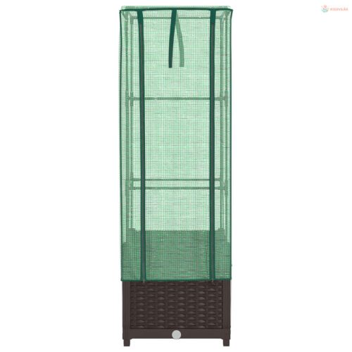 Rattan megjelenésű magaságyás melegháztakaróval 40x40x139 cm