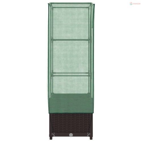 Rattan megjelenésű magaságyás melegháztakaróval 40x40x139 cm