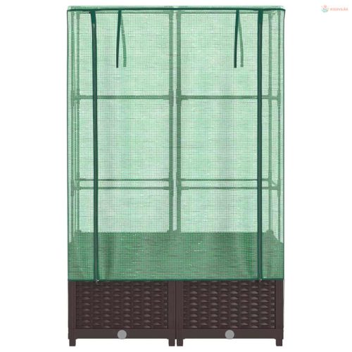 Rattan megjelenésű magaságyás melegháztakaróval 80x40x138 cm