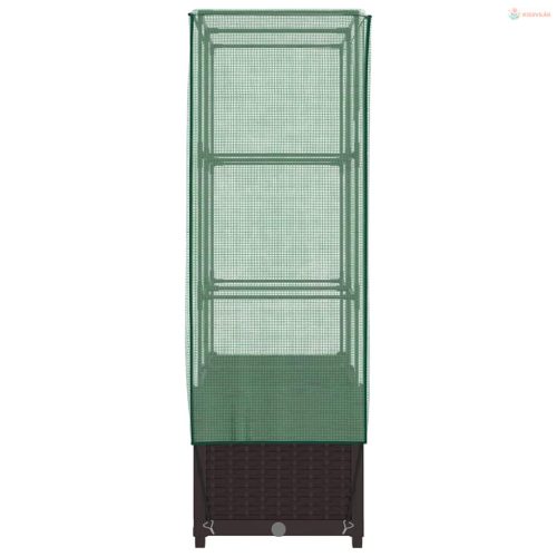 Rattan megjelenésű magaságyás melegháztakaróval 80x40x138 cm