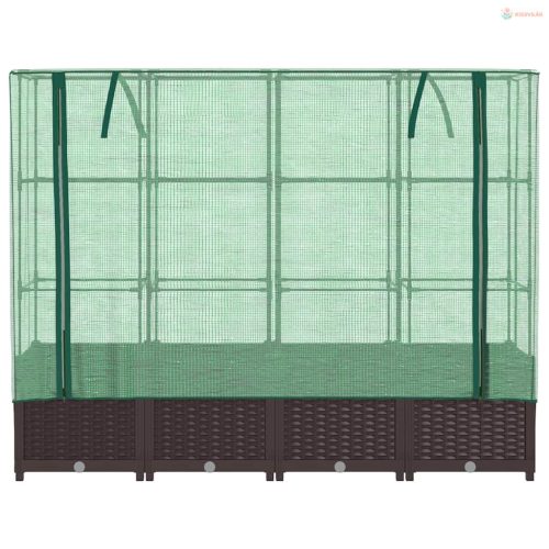 Rattan megjelenésű magaságyás melegháztakaróval 160x40x138 cm