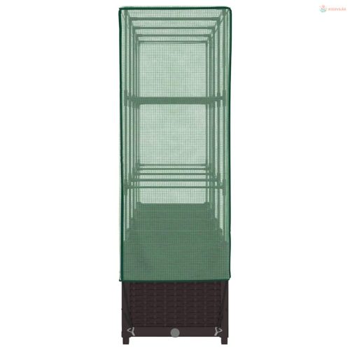 Rattan megjelenésű magaságyás melegháztakaróval 160x40x138 cm