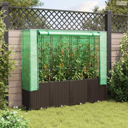 Rattan megjelenésű magaságyás melegháztakaróval 160x40x153 cm