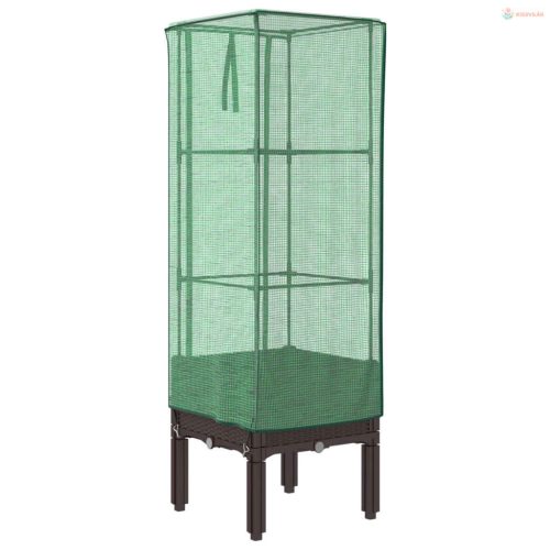 Rattan megjelenésű magaságyás melegháztakaróval 40x40x140 cm