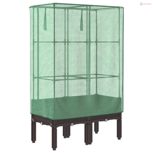 Rattan megjelenésű magaságyás melegháztakaróval 80x40x140 cm