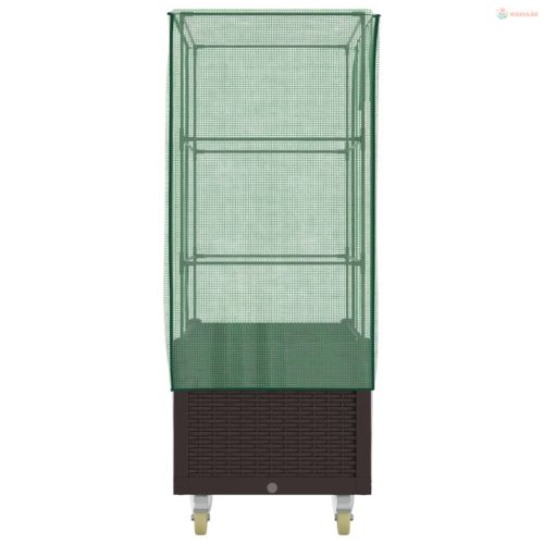 Rattan megjelenésű magaságyás borítással/kerékkel 80x50x182 cm